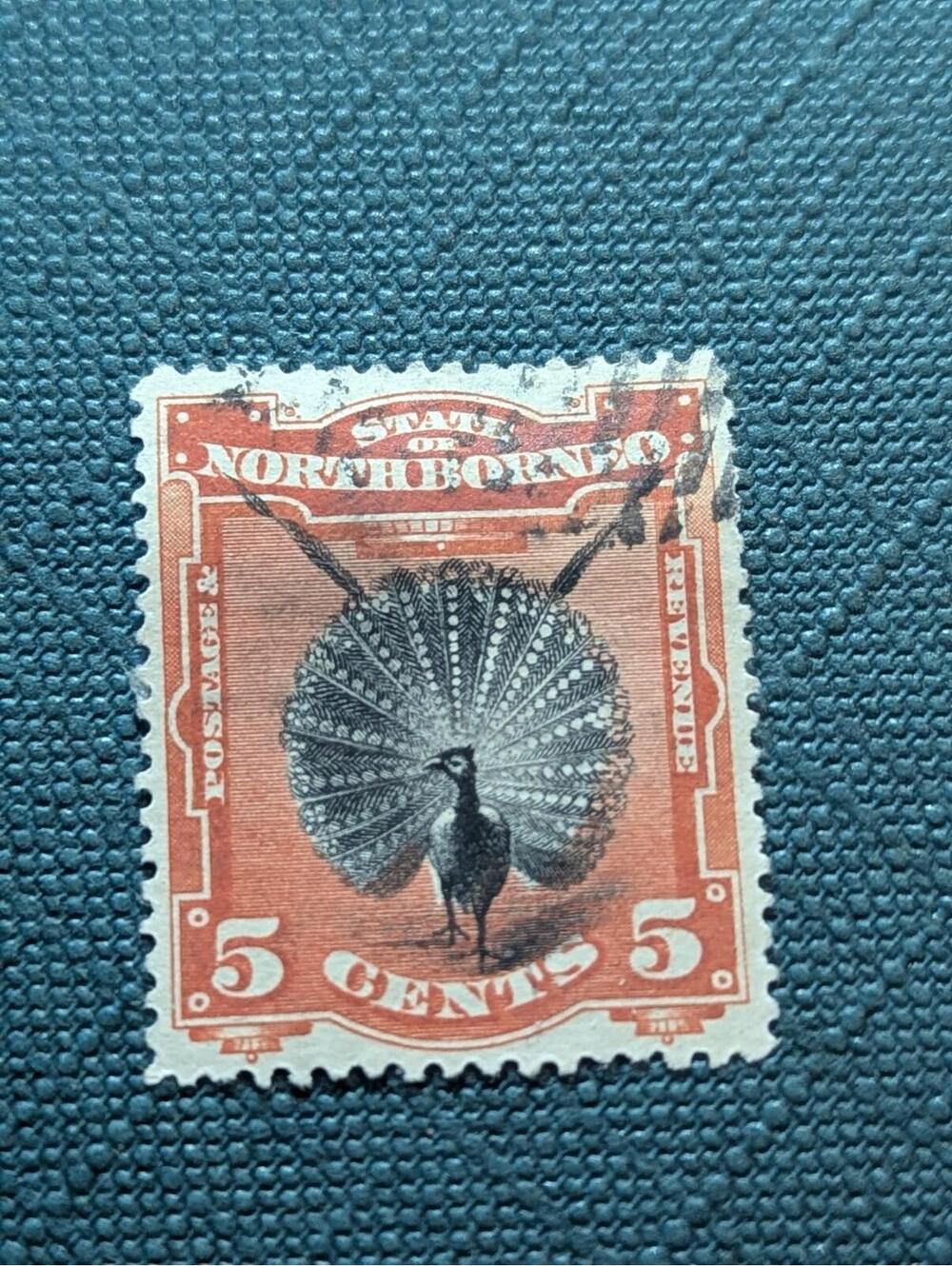 Album Treasures North Borneo Scott # 62  5c  Argus Pheasant Used